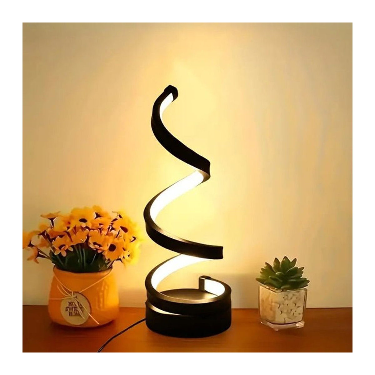 GGBEE Moderne LED Tischlampe Spirale Schreibtischleuchte Schwarz 5V USB dimmbar - Bild 1
