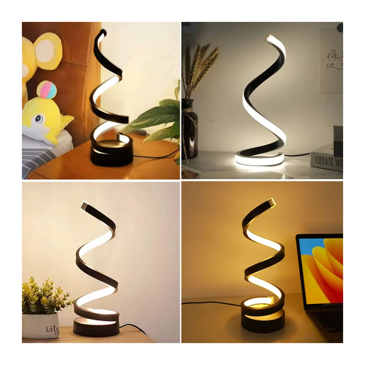 GGBEE Moderne LED Tischlampe Spirale Schreibtischleuchte Schwarz 5V USB dimmbar - Bild 5