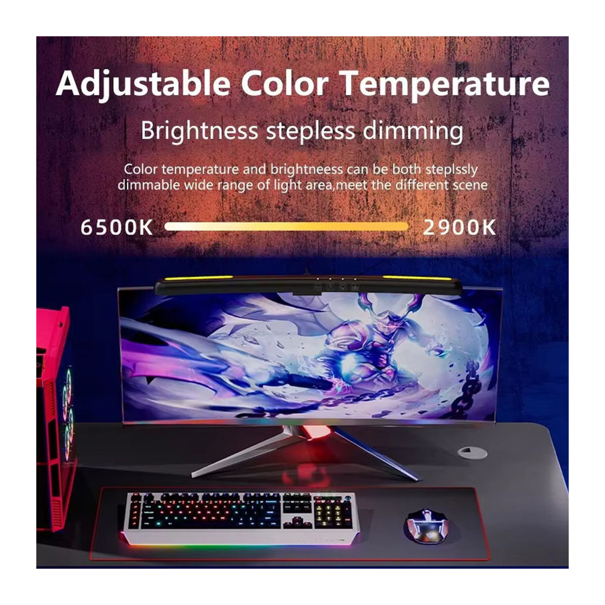 GGBEE Monitorlampe Schwarz Minimalistisch mit 40 cm gebogenem Design für Schreibtisch und Gaming - Bild 4