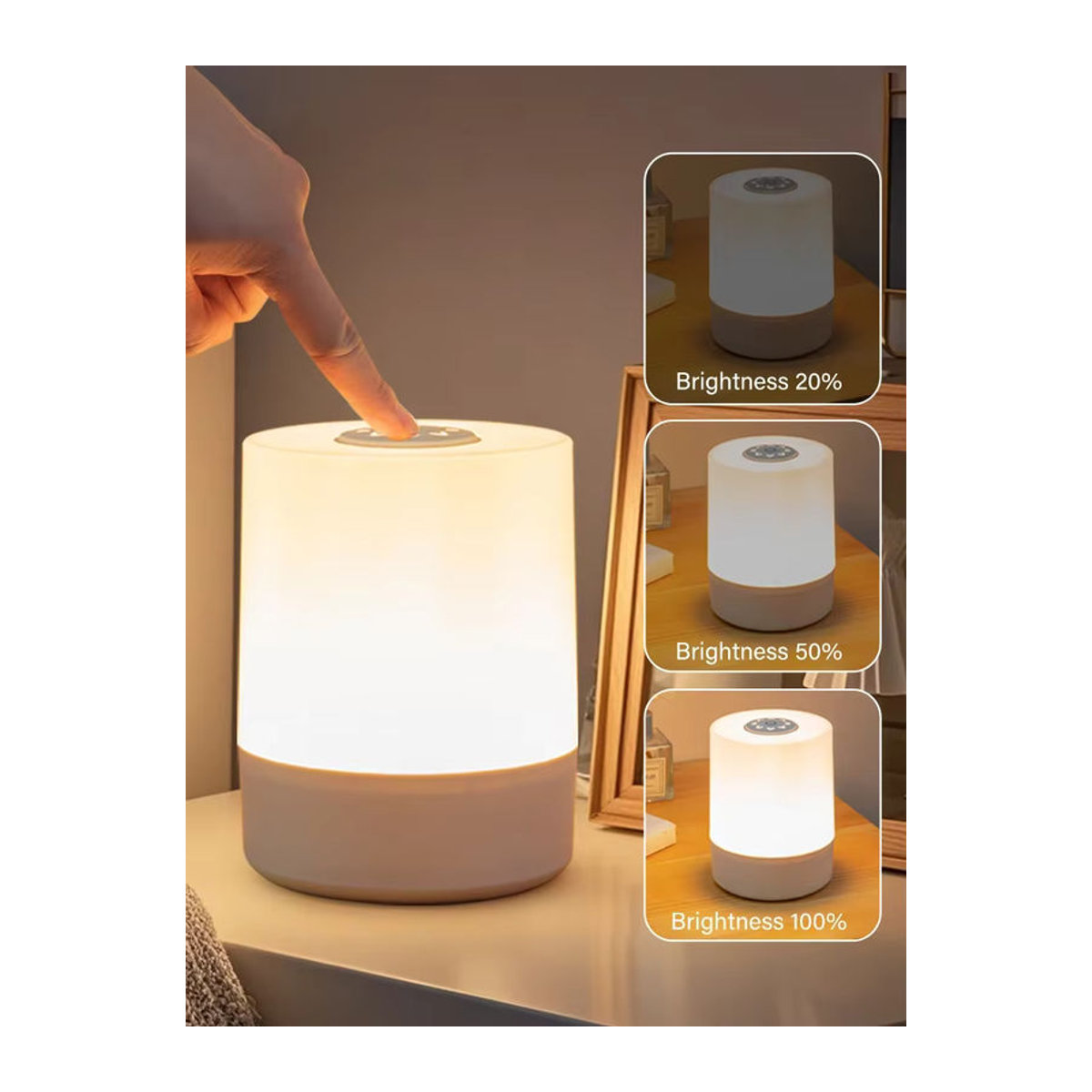 GGBEE Nachttischlampe in Weiß mit Touch-Funktion, 3 Modi und Dimmfunktion als minimalistische Tischlampe für das Schlafzimmer oder Kinderzimmer - Bild 7
