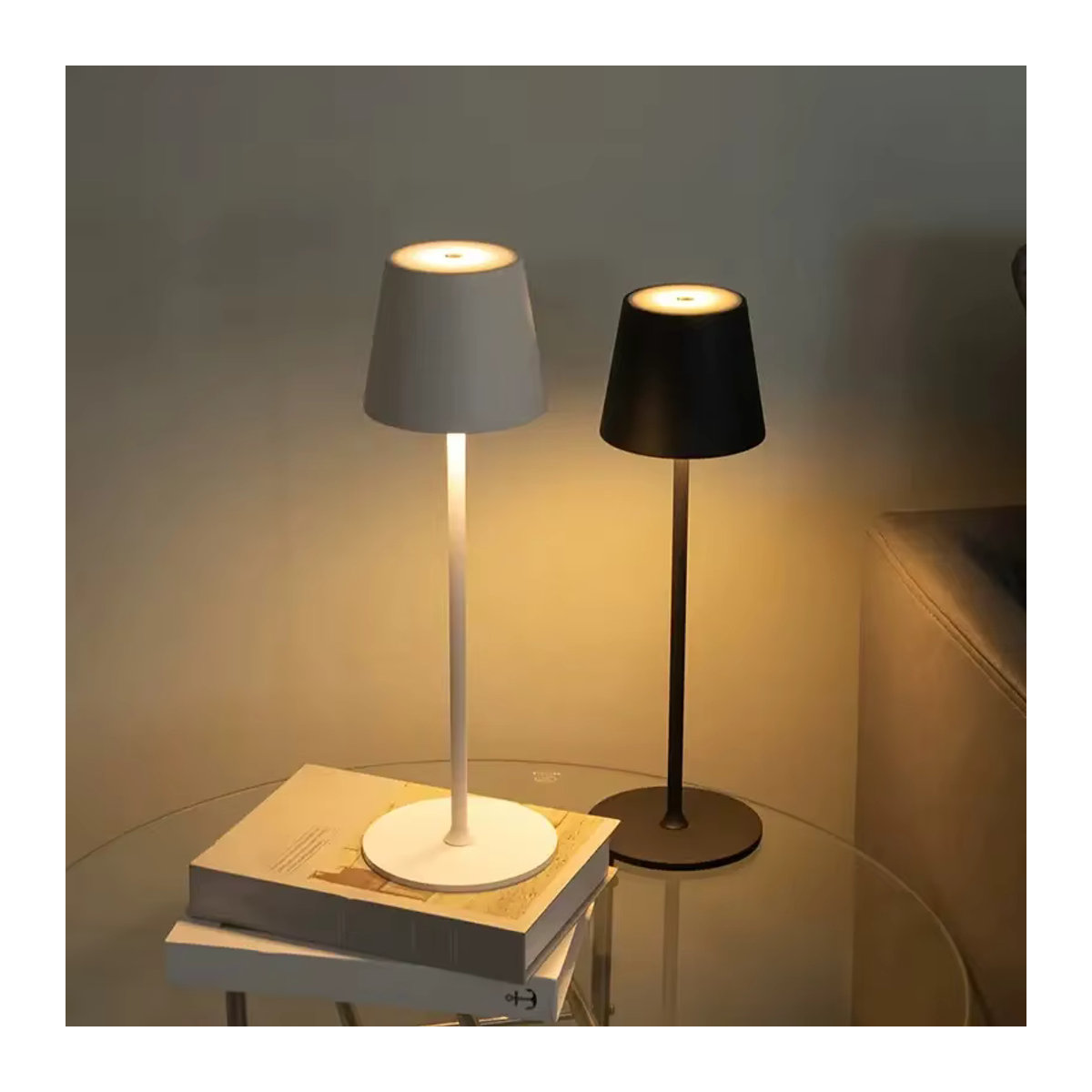 GGBEE Nordic LED Tischlampe wiederaufladbar und dimmbar mit Touch-Funktion in Schwarz oder Weiß - Bild 6