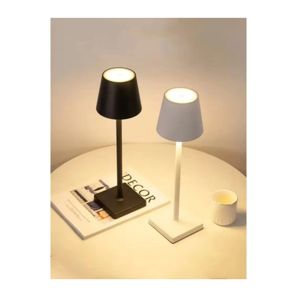 GGBEE Nordic LED Tischlampe wiederaufladbar und dimmbar mit Touch-Funktion in Schwarz oder Weiß - Bild 7