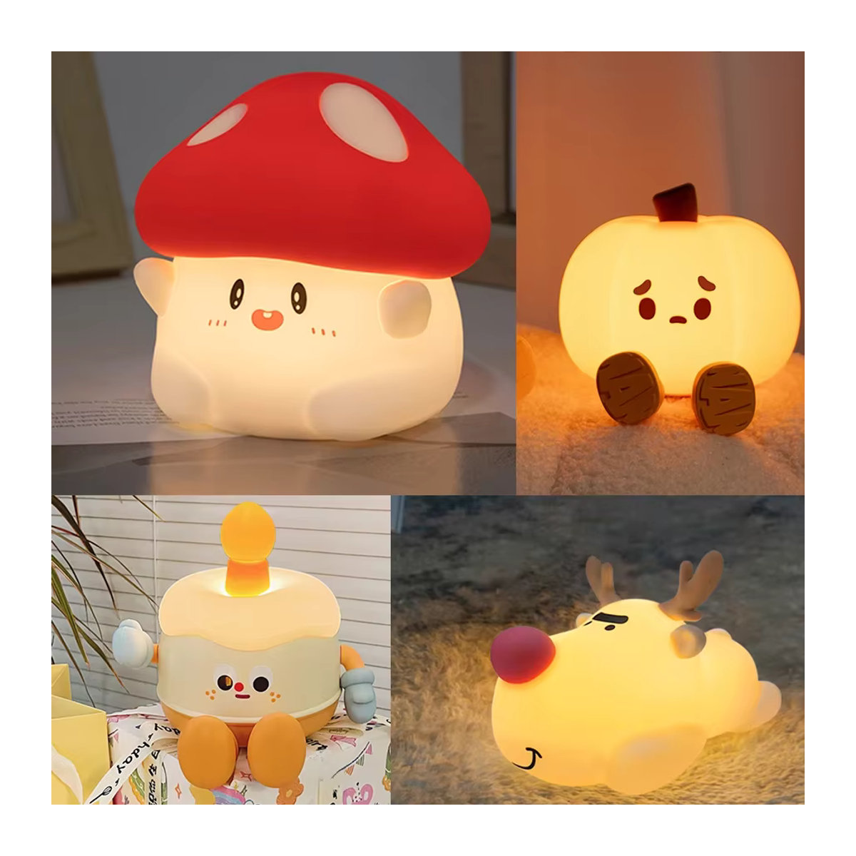 GGBEE Pilz Nachtlicht LED wiederaufladbare USB Tischlampe in Rot für Kinderzimmer und Dekoration - Bild 4