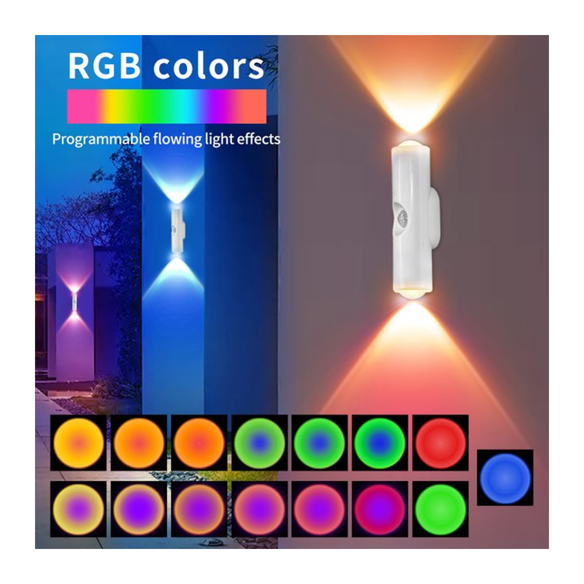 GGBEE RGB Doppelkopf-LED-Nachtlicht mit Bewegungssensor, wiederaufladbare magnetische Wandlampe in Bunt und Weiß für Schrank, Flur und Treppen - Bild 1