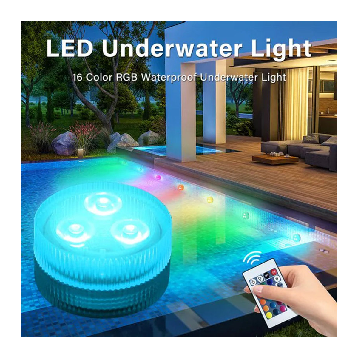 GGBEE RGB Outdoor LED Unterwasser Tauchlichter mit Fernbedienung in Bunt für Schwimmbad, Aquarium und Garten-Dekoration - Bild 1