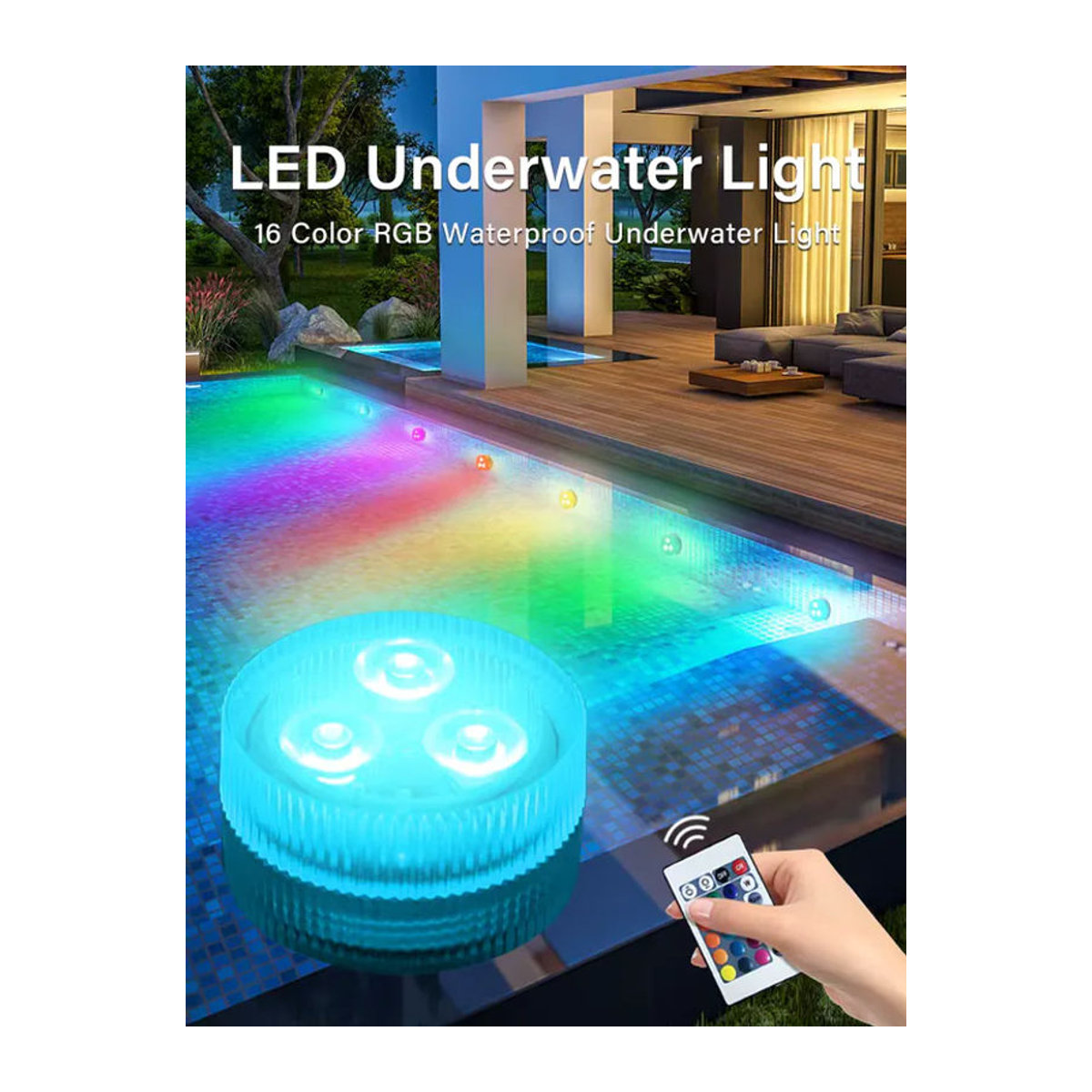 GGBEE RGB Outdoor LED Unterwasser Tauchlichter mit Fernbedienung in Bunt für Schwimmbad, Aquarium und Garten-Dekoration - Bild 7
