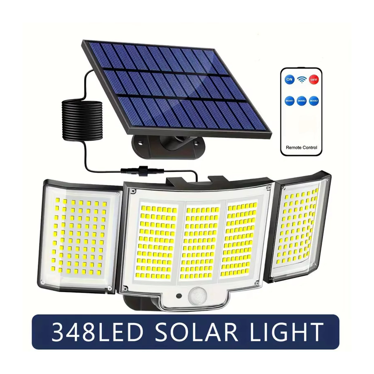 GGBEE Solarleuchte für den Außenbereich mit LED, Bewegungsmelder und Fernbedienung, IP65 wasserdichte Wandleuchte in Schwarz - Bild 2