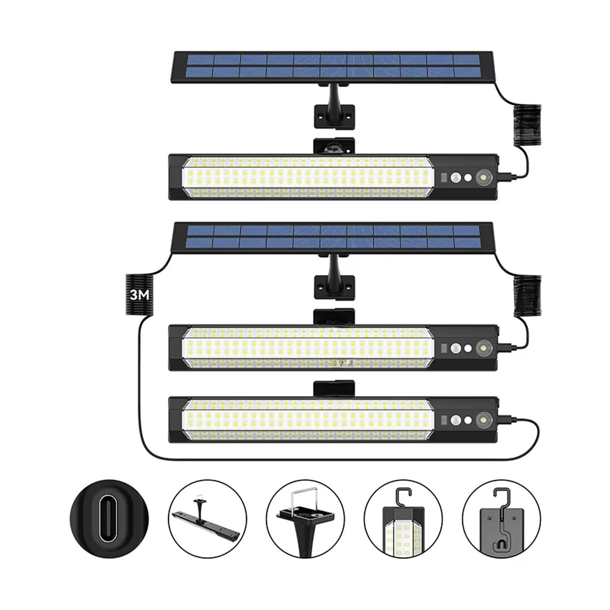 GGBEE Solarleuchte für den Außenbereich mit LED, Bewegungsmelder und Fernbedienung, IP65 wasserdichte Wandleuchte in Schwarz - Bild 7