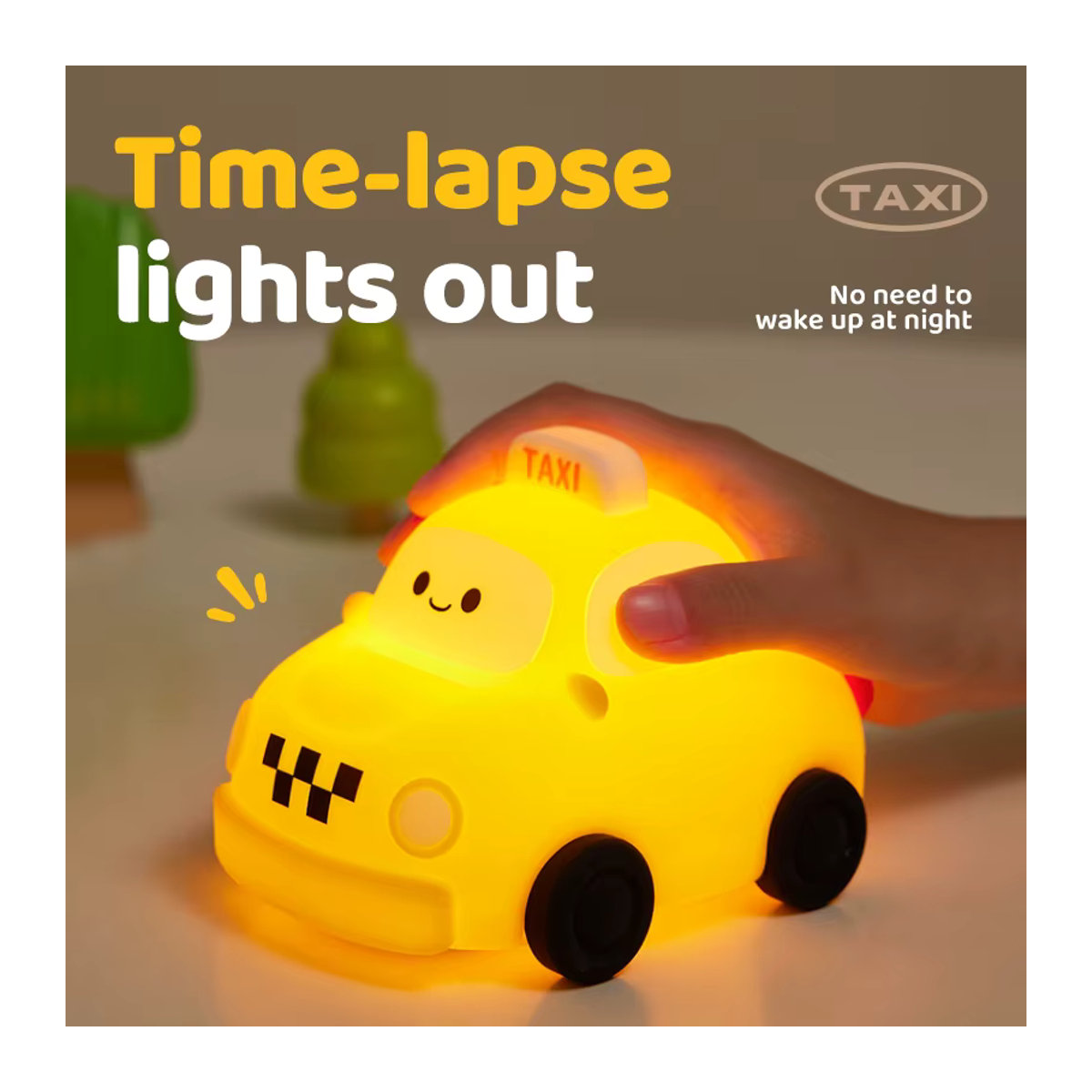 GGBEE Taxi Dinosaurier Nachtlicht aus Silikon, Gelb, USB-aufladbare LED Tischlampe für Kinder - Bild 3