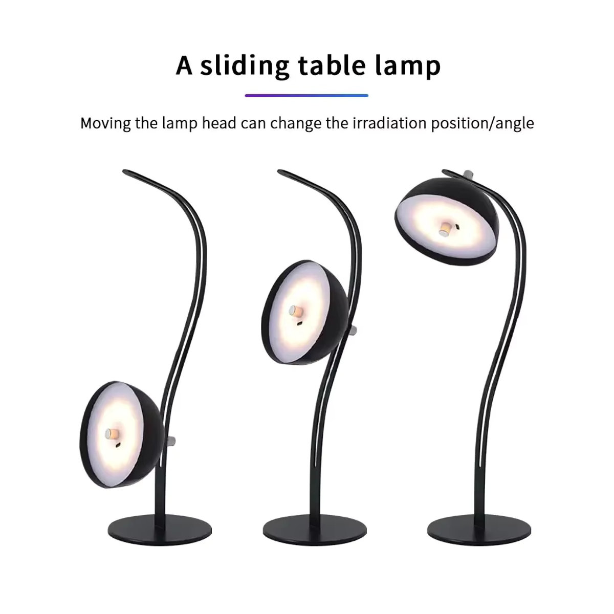 GGBEE Wiederaufladbare LED-Tischlampe in Schwarz mit verschiebbarer Schiene, dimmbar und kabellos mit Touch-Funktion - Bild 5