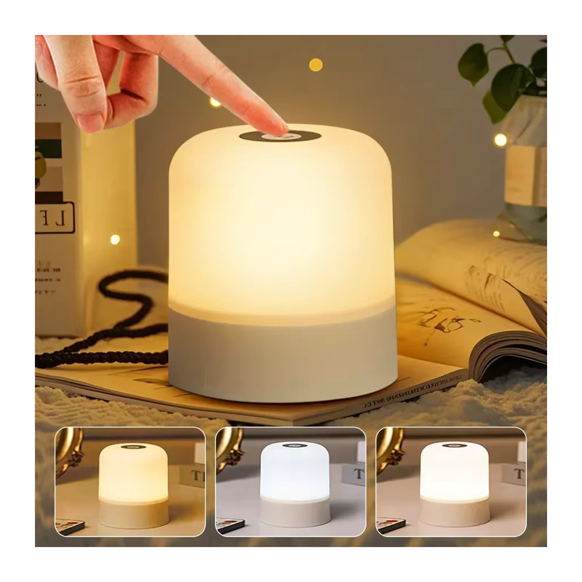 GGBEE Wiederaufladbare LED-Tischlampe mit Fernbedienung und Touch-Schalter, dimmbar, RGB-Farben, Weiß, minimalistisches Design - Bild 2