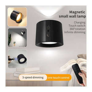 GGBEE Wiederaufladbare magnetische LED-Wandleuchte in Schwarz mit Dual-Head-Beleuchtung, 3 Farben und Touch-Sensor inklusive Fernbedienung