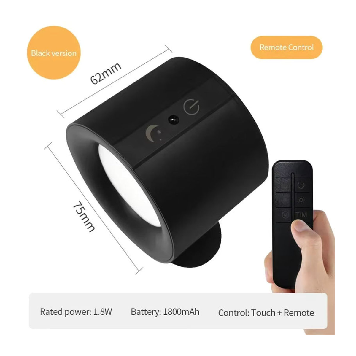 GGBEE Wiederaufladbare magnetische LED-Wandleuchte in Schwarz mit Dual-Head-Beleuchtung, 3 Farben und Touch-Sensor inklusive Fernbedienung - Bild 3