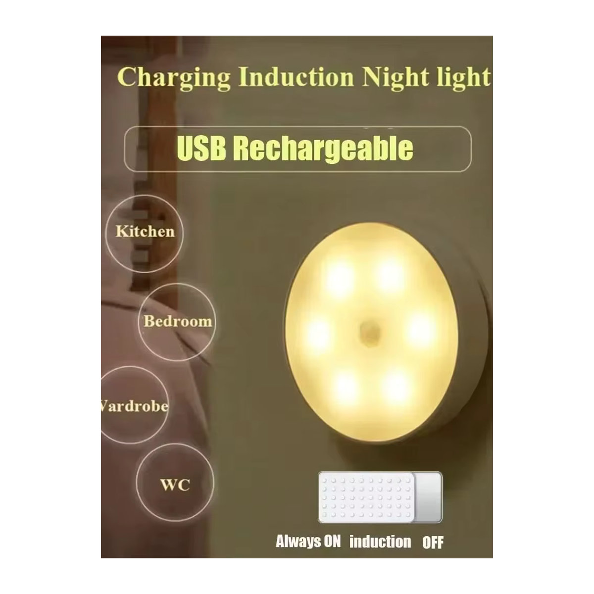 GGbingo Bewegungssensor-Nachtlicht Weiß, kabellose LED-Möbelbeleuchtung mit Typ-C Wiederaufladung für Küchenschrank, Kleiderschrank und Treppenhaus - Bild 7