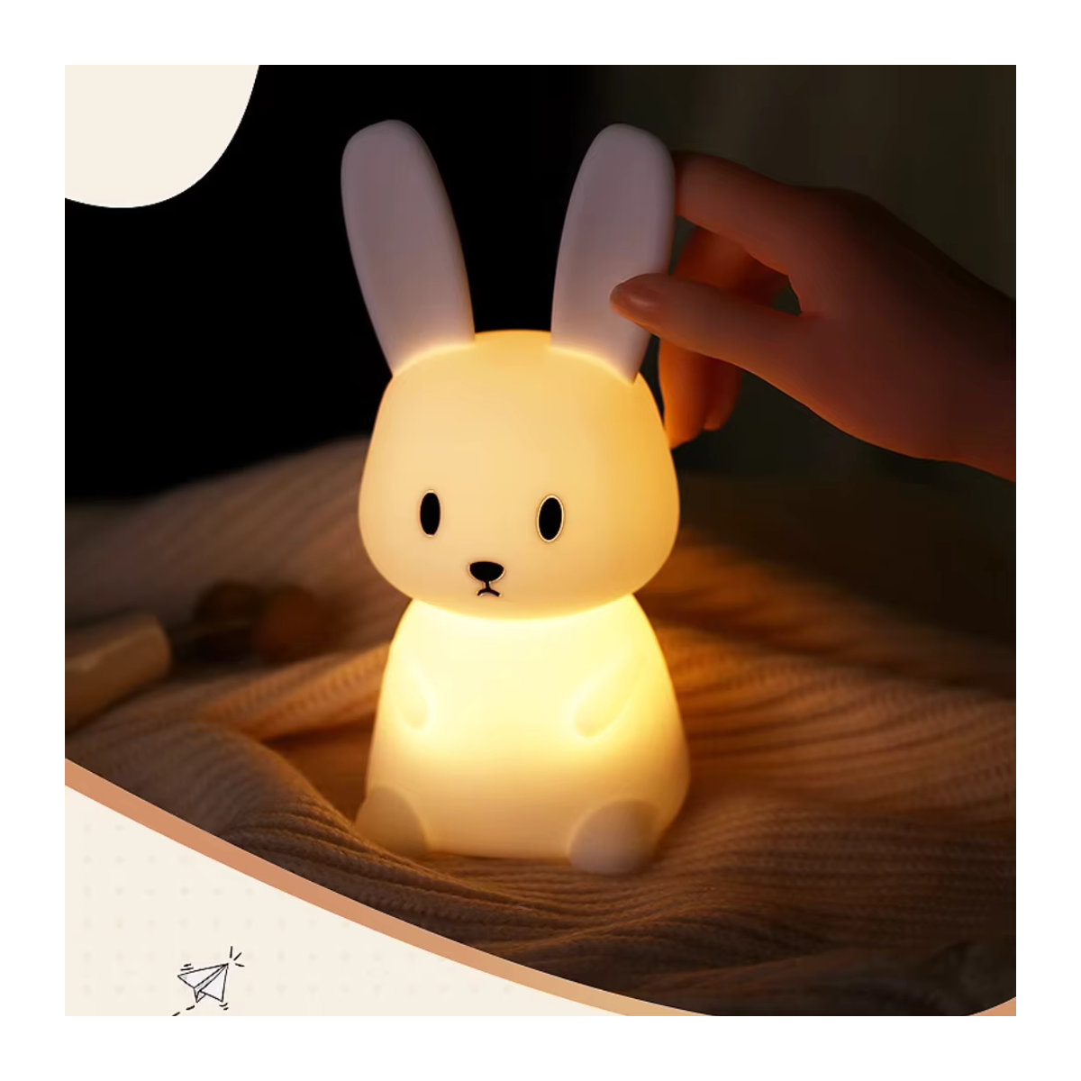 ggbingo LED Nachtlicht Kaninchen aus Silikon mit Touch Sensor in Weiß - Bild 5
