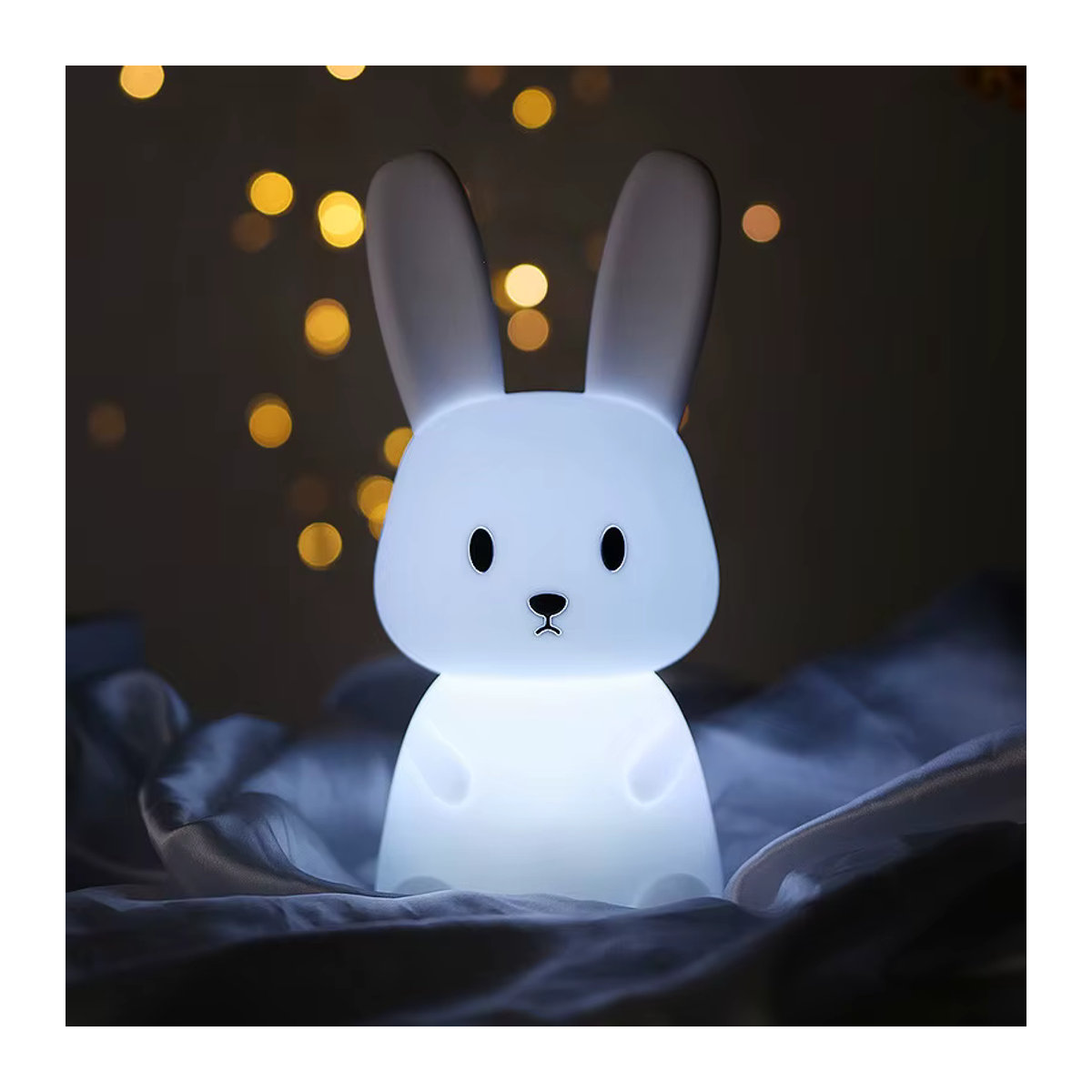 ggbingo LED Nachtlicht Kaninchen aus Silikon mit Touch Sensor in Weiß - Bild 6