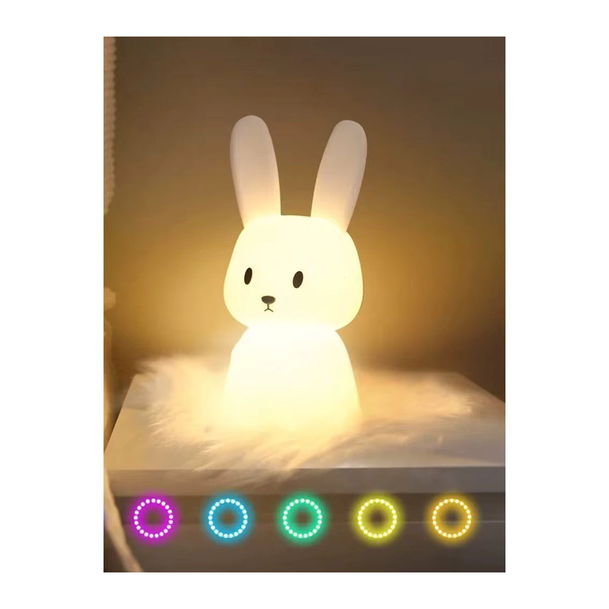 ggbingo LED Nachtlicht Kaninchen aus Silikon mit Touch Sensor in Weiß - Bild 7