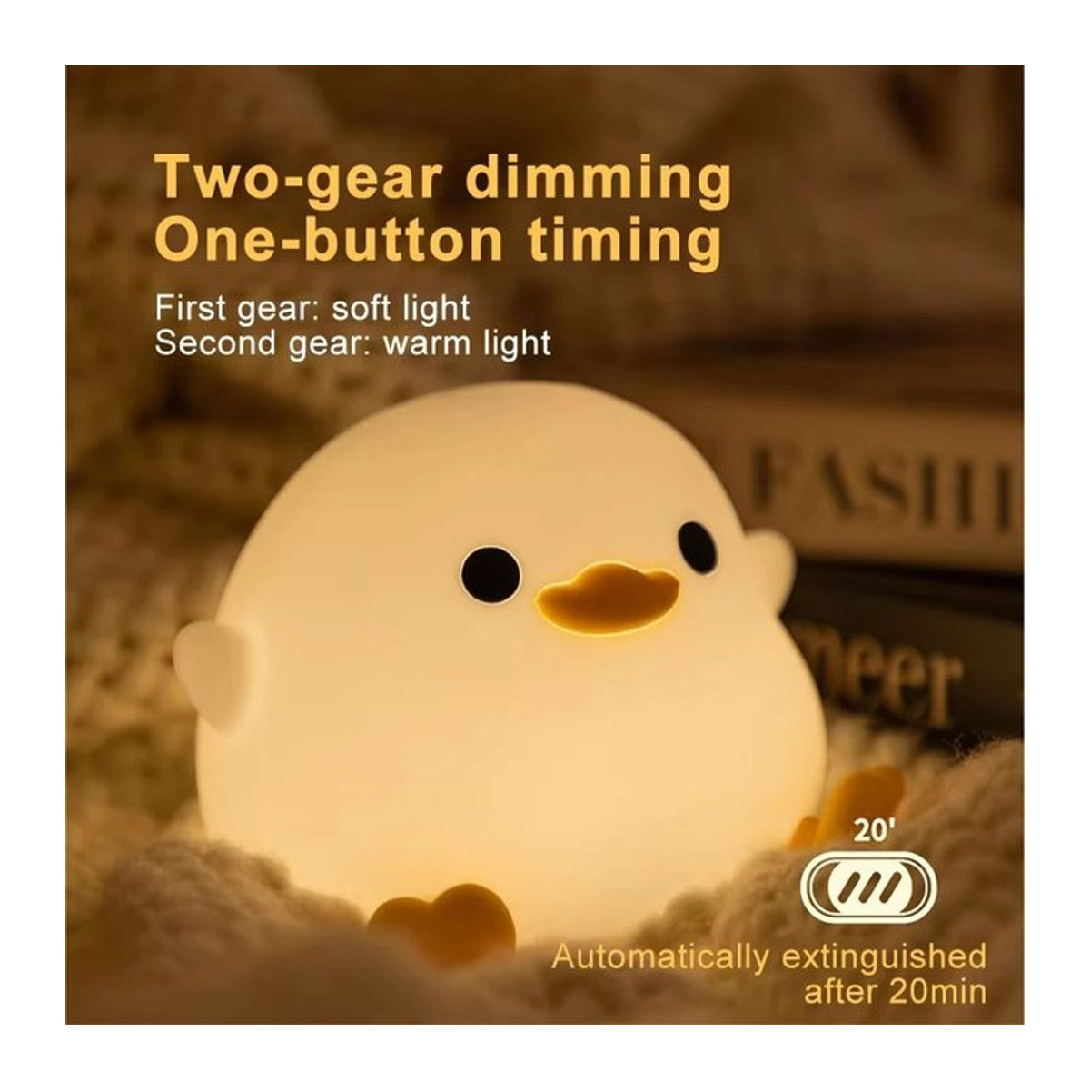 GGbingo Wiederaufladbares LED Nachtlicht aus Silikon für Kinder mit Touch-Sensor und Timer, Weiß - Bild 1