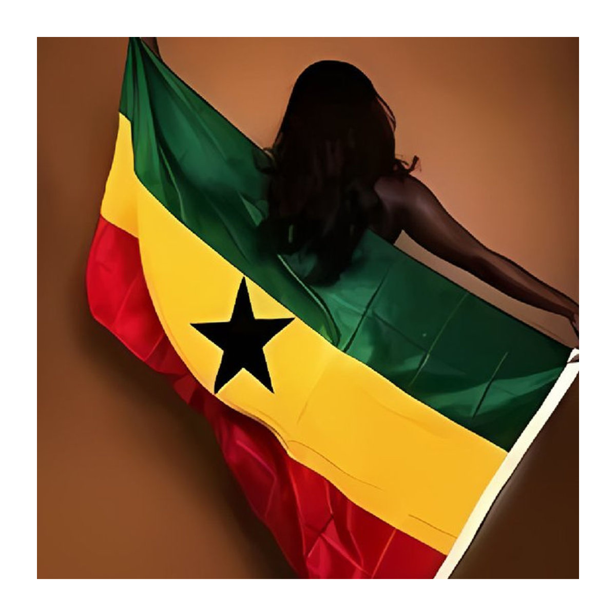 Ghana-Flagge aus Textil in Mehrfarbig mit Sternen, B/H: 150 x 90 cm - Bild 1