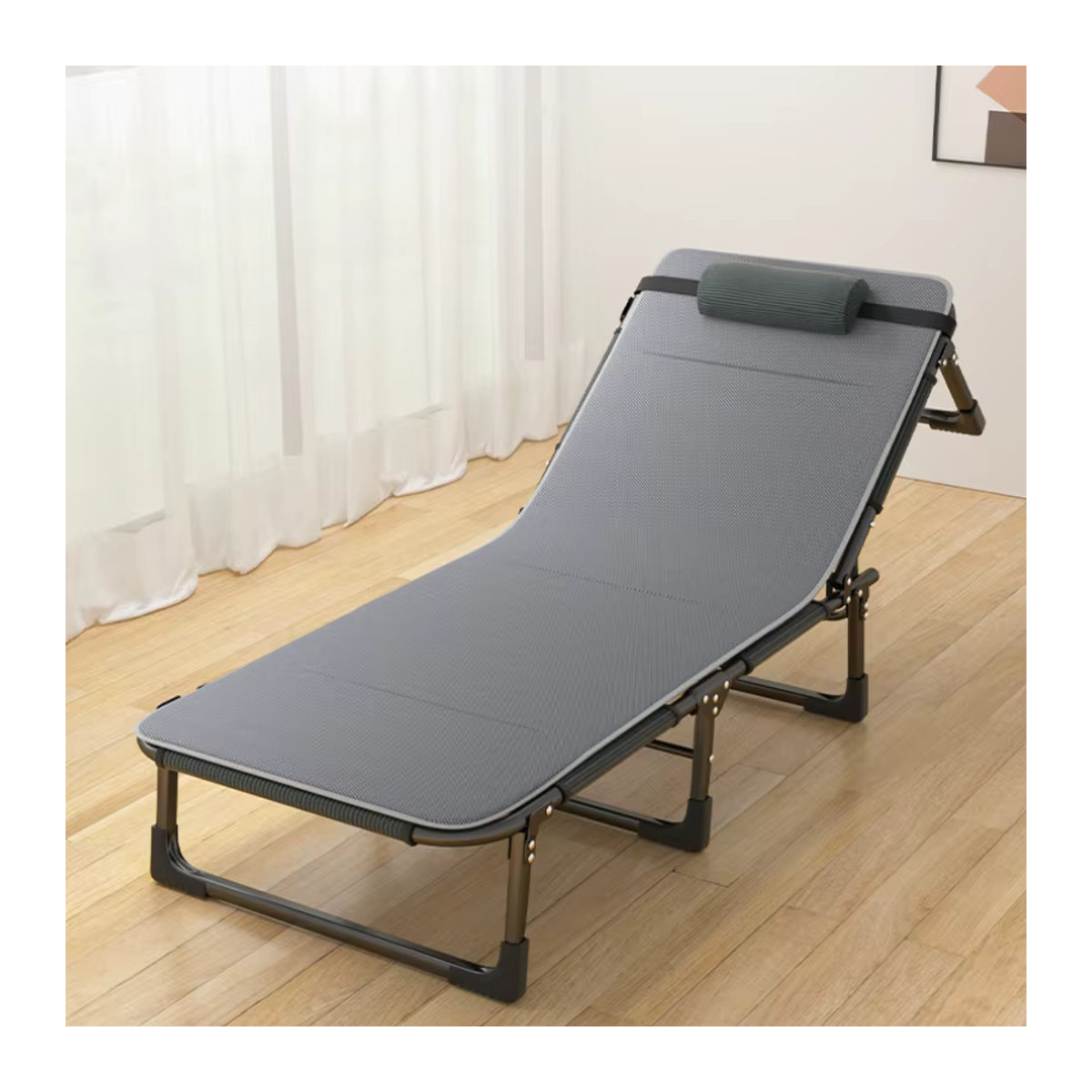 Gianxi Outdoor Klappstuhl für Erwachsene mit Matratze, grauer Gartenstuhl aus Metall für Camping und Lounge - Bild 2