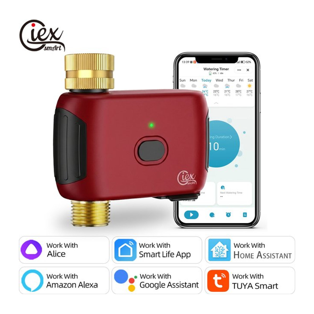Giexperience Intelligenter WiFi-Wassertimer Bewässerungsregler mit Tuya-App-Steuerung ohne Hub für den Garten - Bild 1