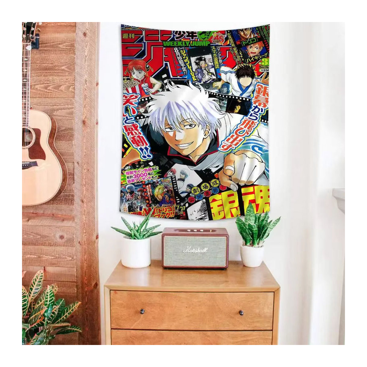GINTAMA Anime Wandteppich im Bohemian-Stil mit Porträt-Druck, mehrfarbig, rechteckig, Textil - Bild 3