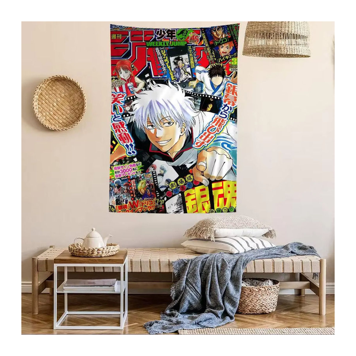 GINTAMA Anime Wandteppich im Bohemian-Stil mit Porträt-Druck, mehrfarbig, rechteckig, Textil - Bild 6