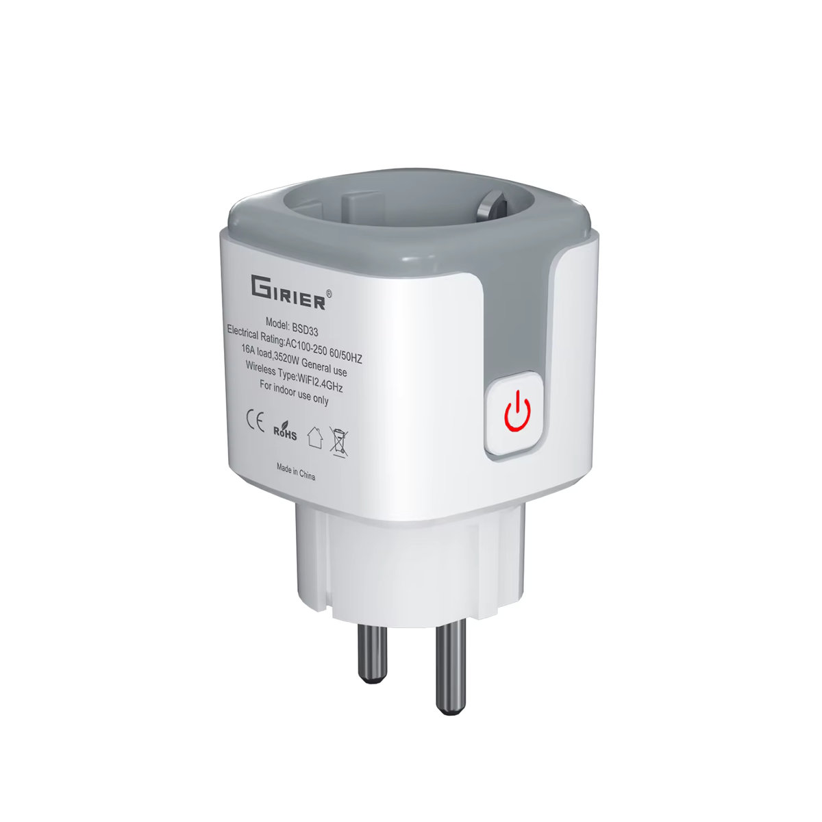 GIRIER Tuya Smart Power Plug 16A WLAN-Wandsteckdose 3520W mit Stromüberwachungsfunktion in Weiß, kompatibel mit Alexa und Hey Google - Bild 6