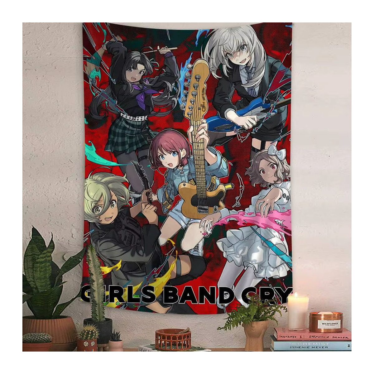 Girls Band Cry Classic Movie Anime Wandteppich von Potdemiel mit floralem Porträt und Blättern in Mehrfarbig, Rechteckig, Hochformat - Bild 5