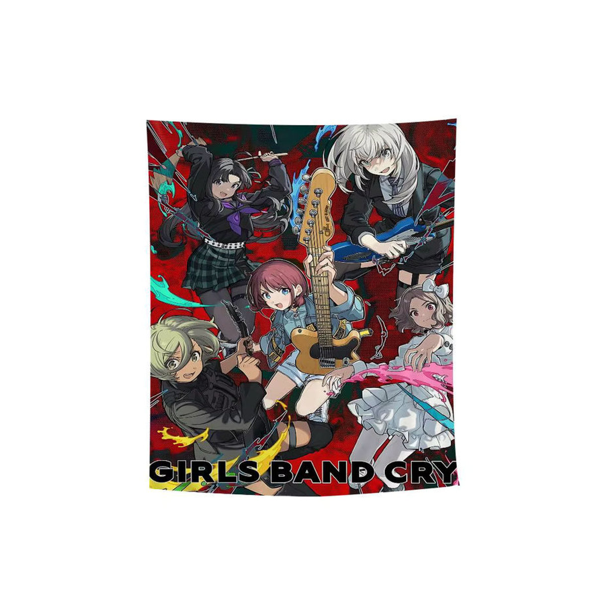 Girls Band Cry Classic Movie Anime Wandteppich von Potdemiel mit floralem Porträt und Blättern in Mehrfarbig, Rechteckig, Hochformat - Bild 7