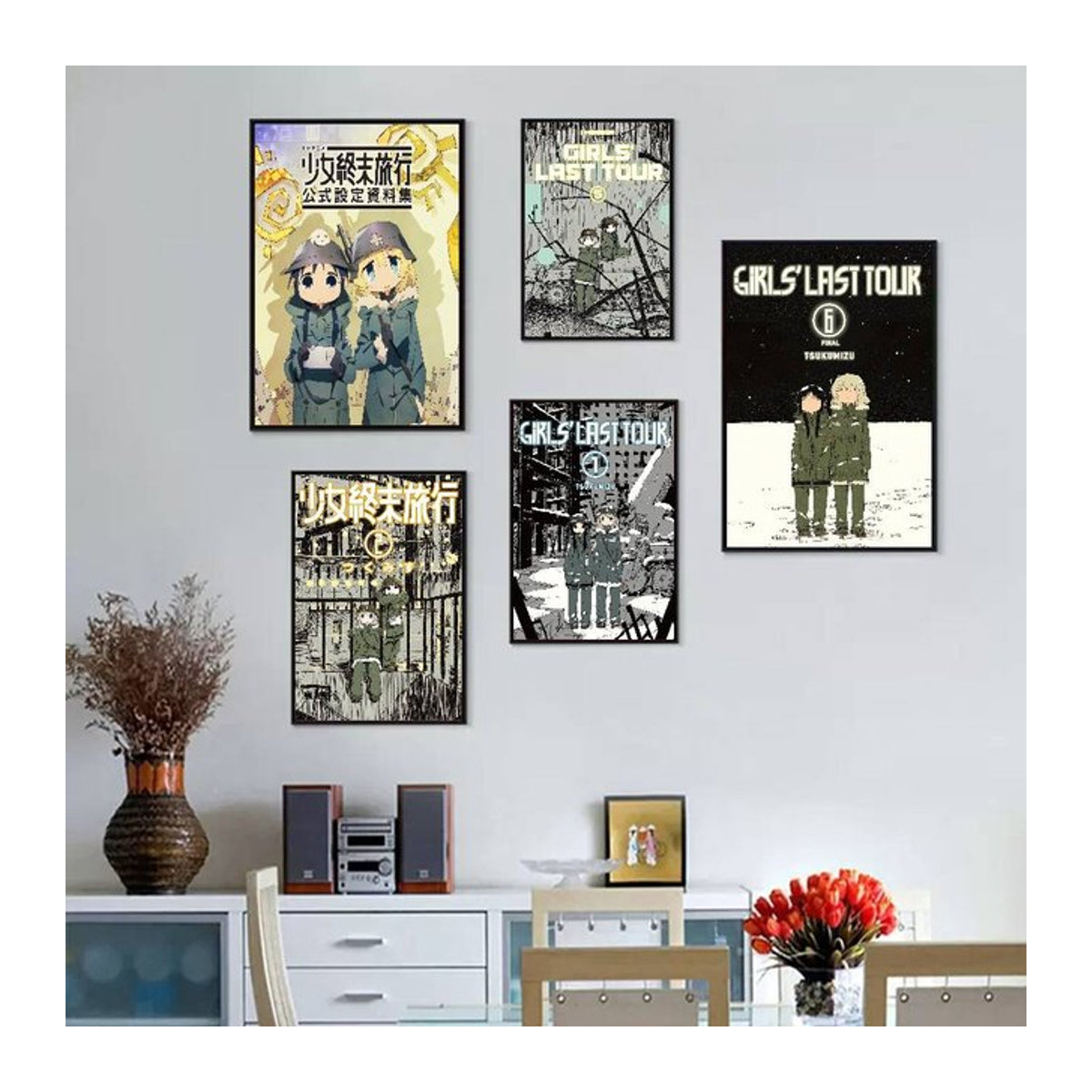 Girls Last Tour Anime Poster Whitepaper Wandkunst in Weiß und Mehrfarbig für dein Arbeitszimmer - Bild 1
