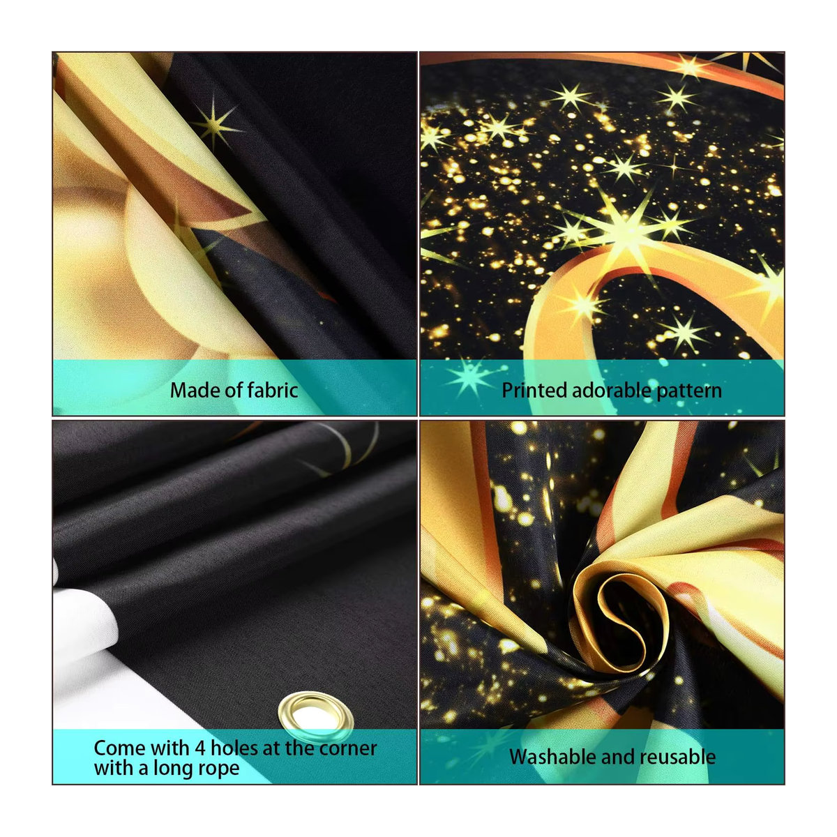 Glamouröse Dekoration für dein 50. Jubiläum in Schwarz und Gold als Fotohintergrund aus Textil, B/H: 150 x 150 cm - Bild 2
