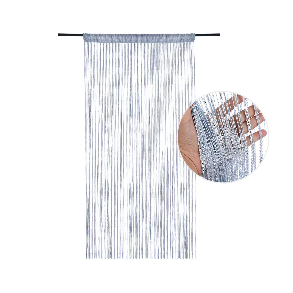 Glänzender Quasten-Schnur-Vorhang als Anti-Insekten-Schutz für Tür, Fenster und Decke in Beige und Mehrfarbig - Bild 6