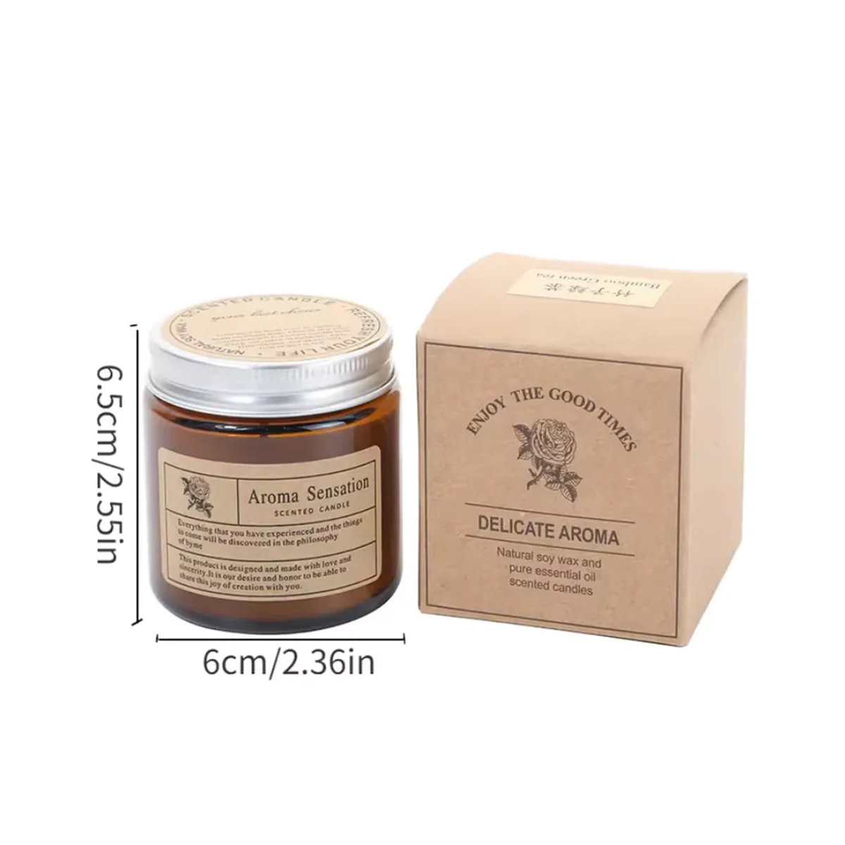 Glasbec Duftkerze Lychee White Tea aus Sojawachs, handgefertigte aromatische Kerze in Weiß und Braun, zylindrisch und minimalistisch, B/T/H: 6 x 6 x 6,5 cm - Bild 6
