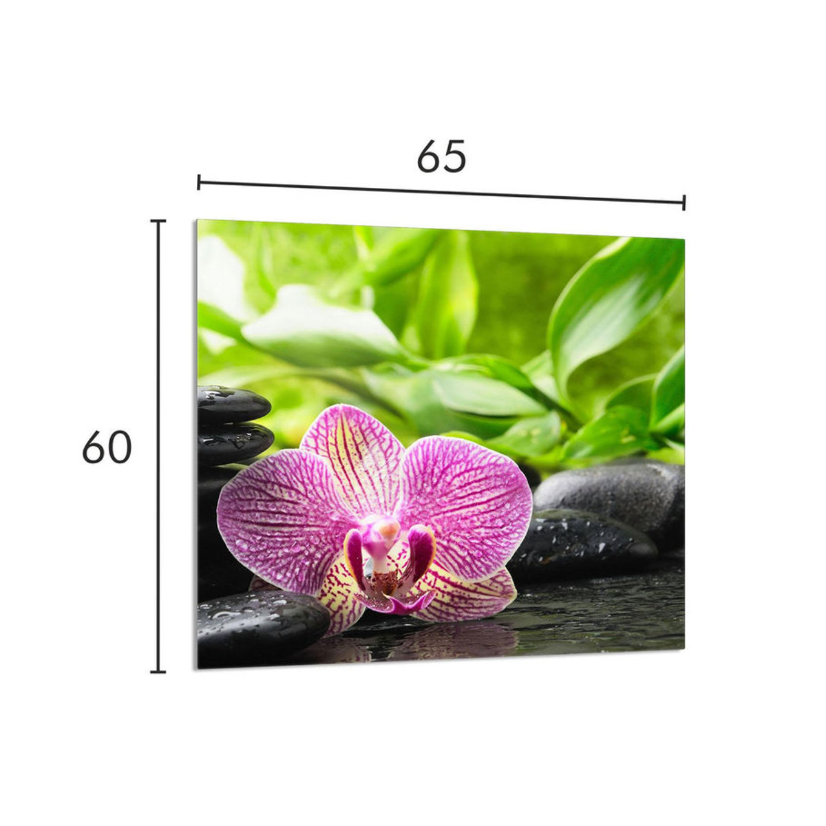 Glaspanel für die Küche mit Orchideen-Design, mehrfarbig, B: 65 cm, H: 60 cm - Bild 4