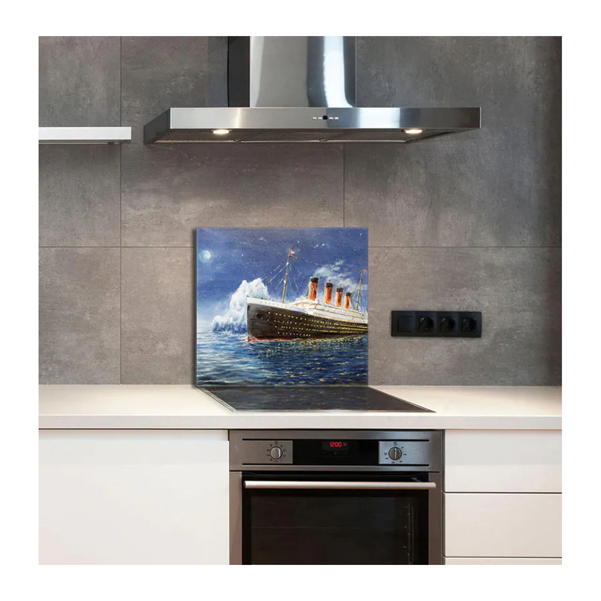 Glaspanel für die Küche Titanic von Super Merchant, blau, B/H: 65 x 60 cm - Bild 1