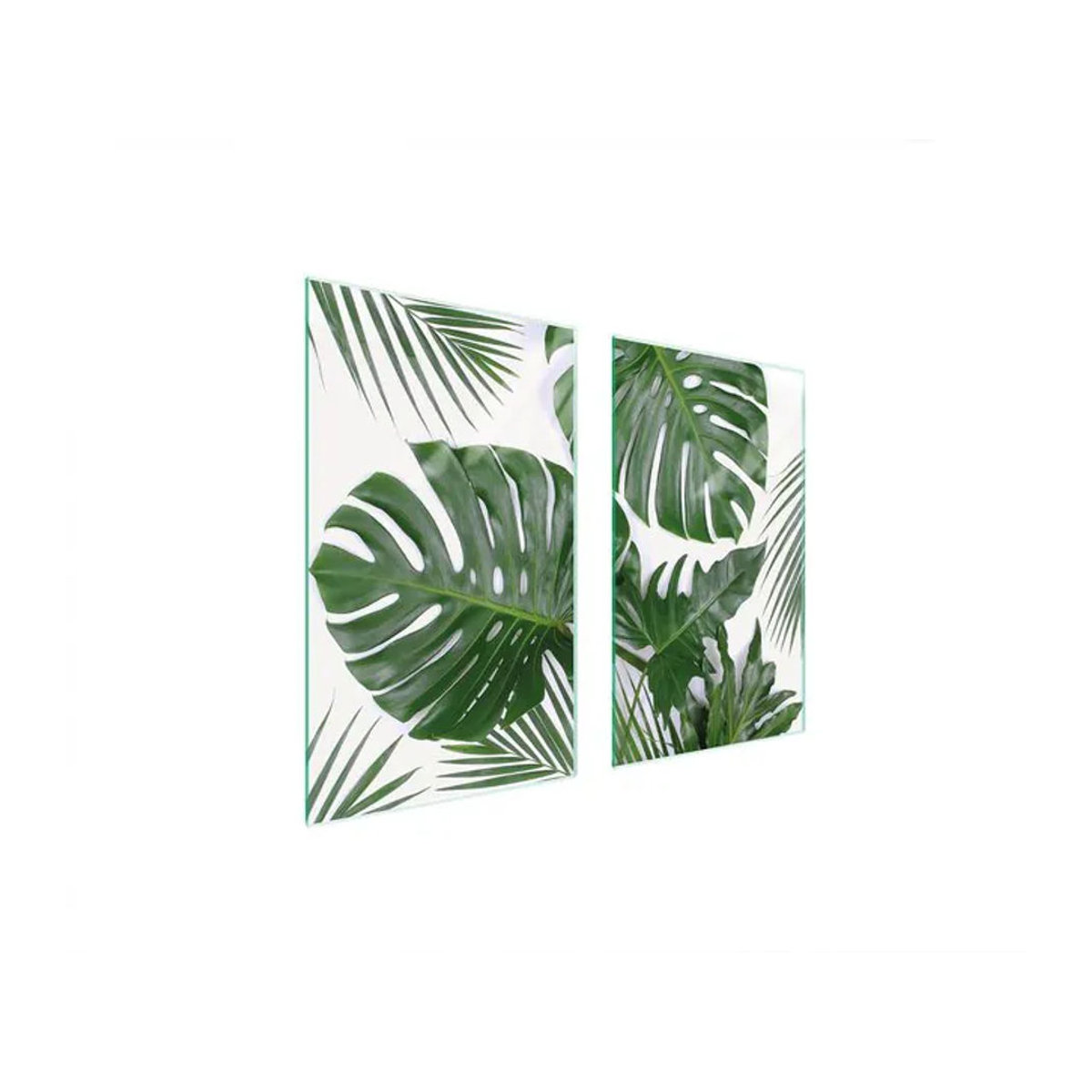Glazen Kachelplatte Monstera in Weiß mit floralem Design, B: 75 cm, H: 52 cm - Bild 1