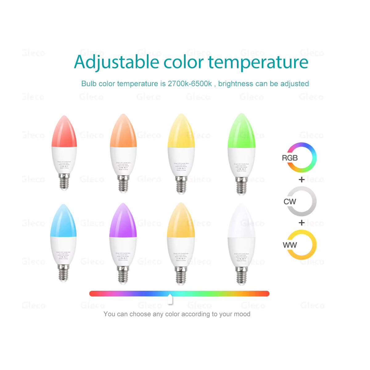 Gleco Smart WiFi Zigbee E14 LED Glühbirne RGBCW Dimmbar Bunt Kompatibel mit Alexa Google Home und Ewelink App - Bild 2