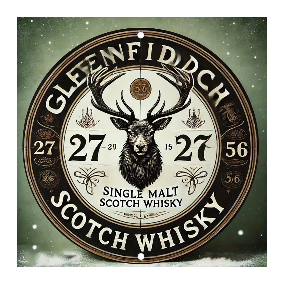 Glenfiddich Single Malt Scotch Whisky Vintage Rundes Blechschild für die Wanddekoration, Mehrfarbig - Bild 3