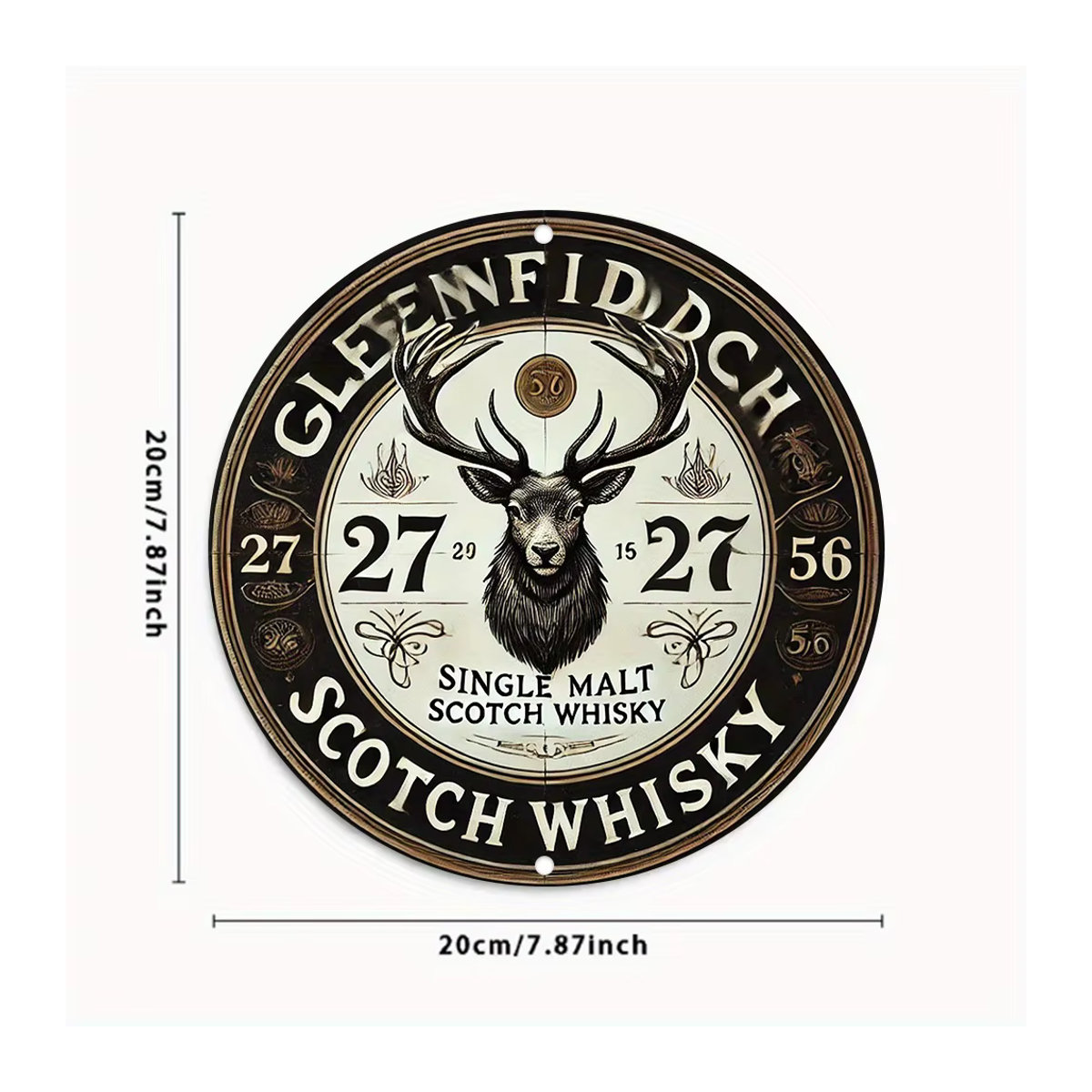 Glenfiddich Single Malt Scotch Whisky Vintage Rundes Blechschild für die Wanddekoration, Mehrfarbig - Bild 4