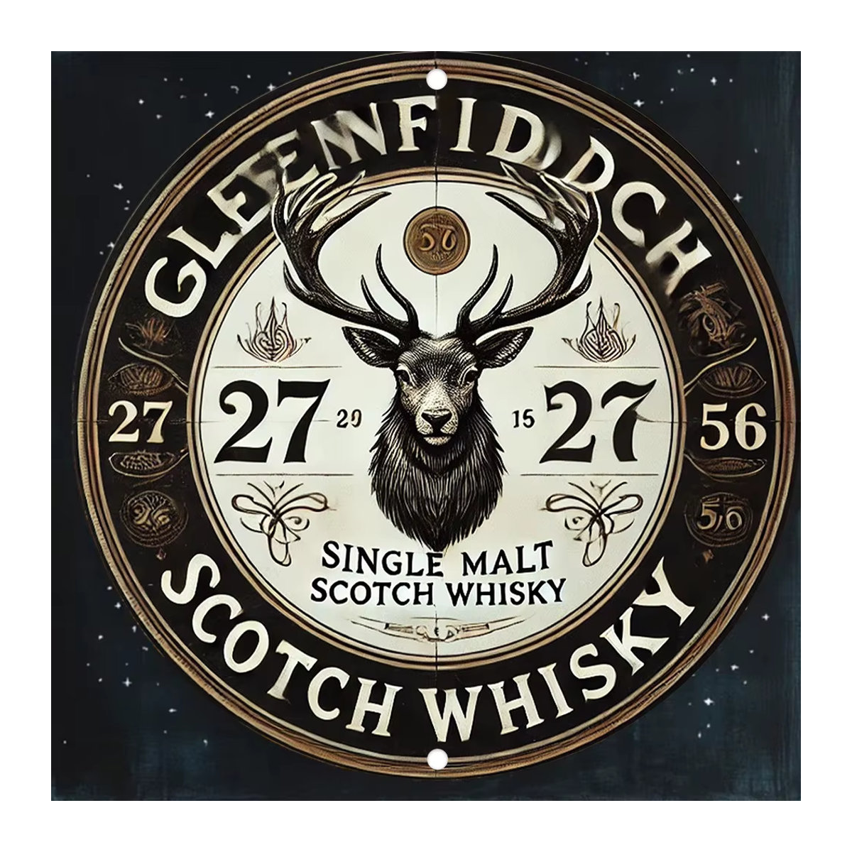 Glenfiddich Single Malt Scotch Whisky Vintage Rundes Blechschild für die Wanddekoration, Mehrfarbig - Bild 5