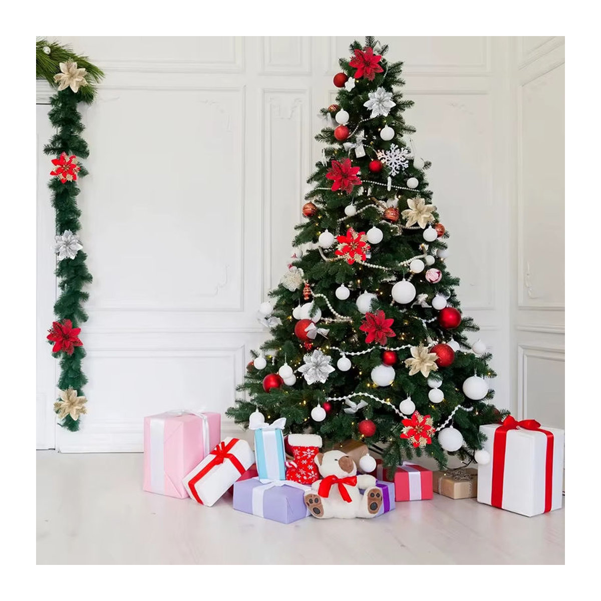 Glitzernde Weihnachtsblumen von Suncolourful als hängender Weihnachtsbaumschmuck in Rot und Mehrfarbig - Bild 2