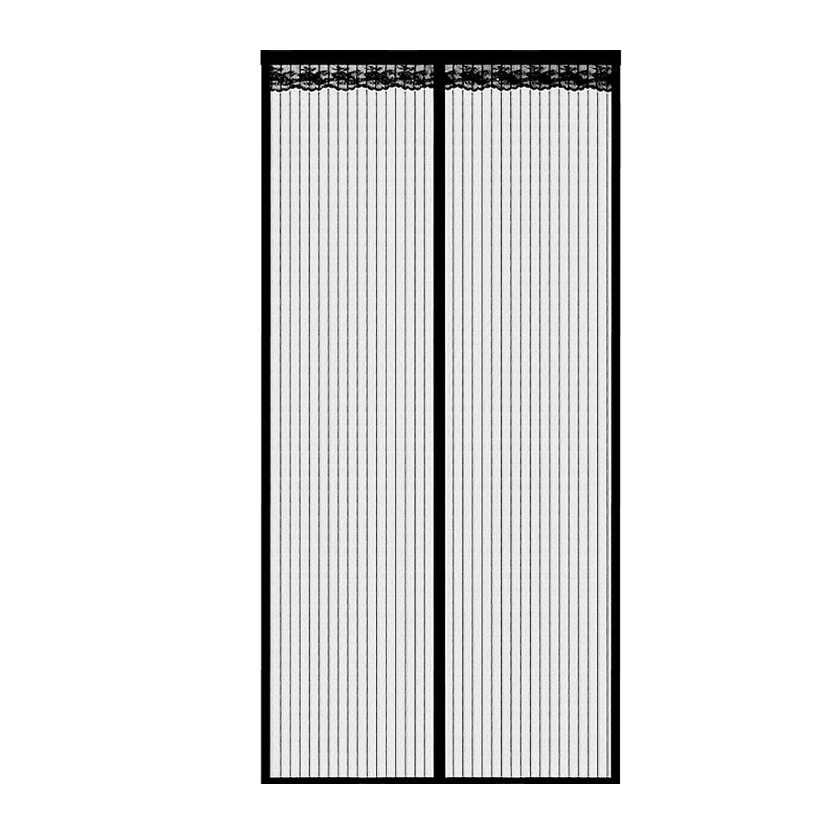 Global Finds Magnetischer Sommer-Netzvorhang mit Streifendesign in Schwarz, Mückenschutz, B/H: 90 x 200 cm - Bild 1