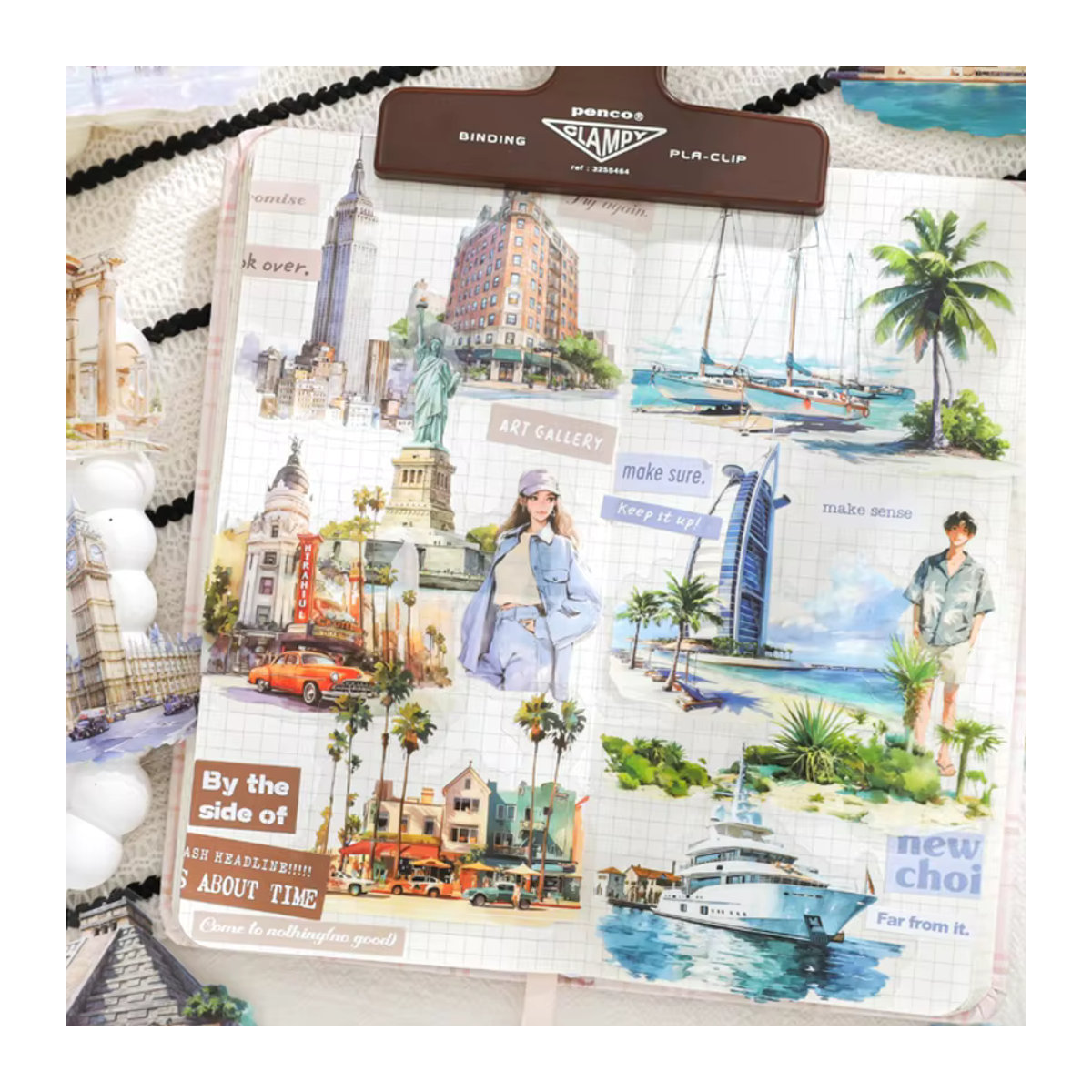 Global Journey Series PET-Aufkleberset mit 30 farbenfrohen Retro-Kunstaufklebern für DIY-Collagen und Dekorationen - Bild 3