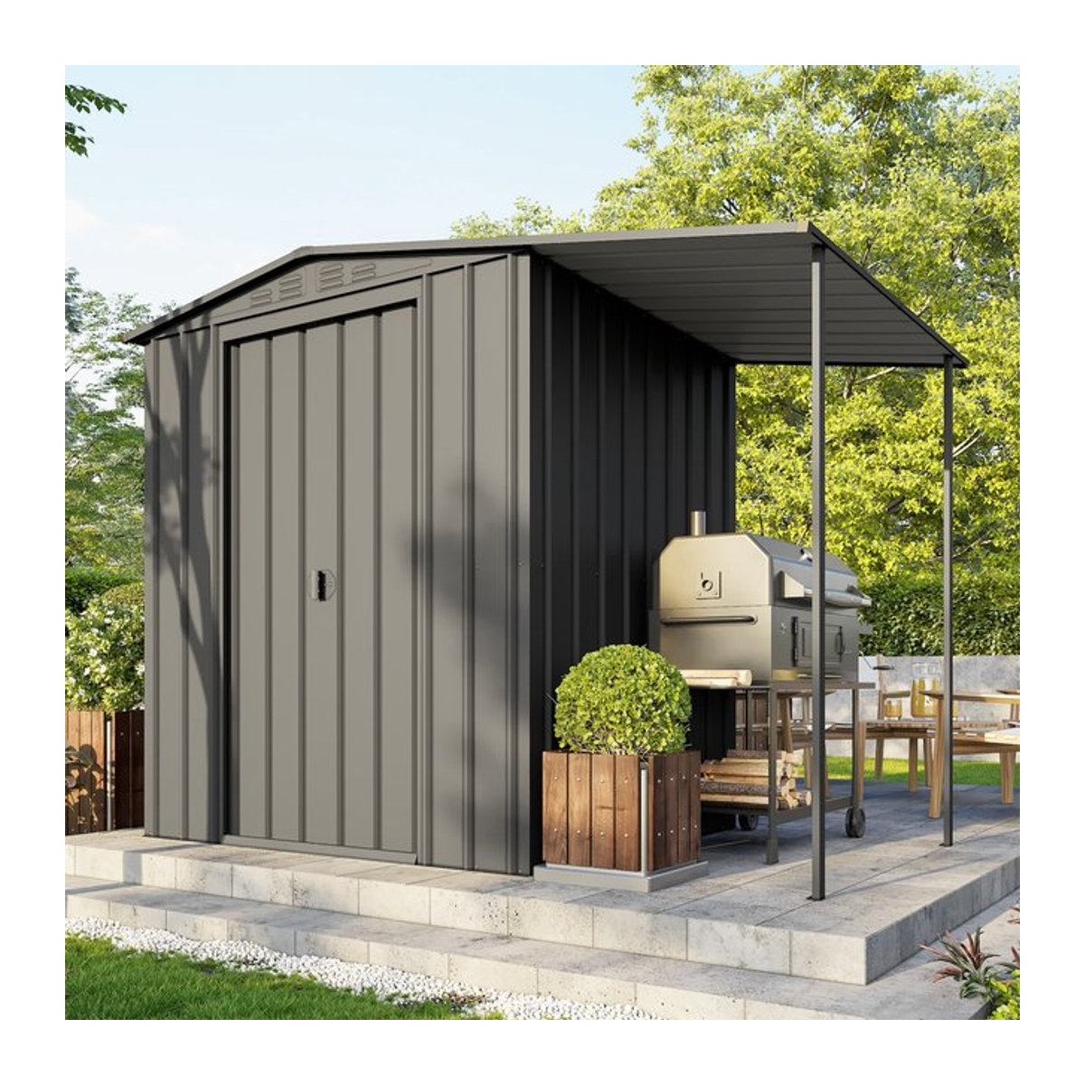 Globel Industries Gerätehaus Gartenmanager Dream 65 aus Metall in Anthrazit mit Schleppdach - Bild 1