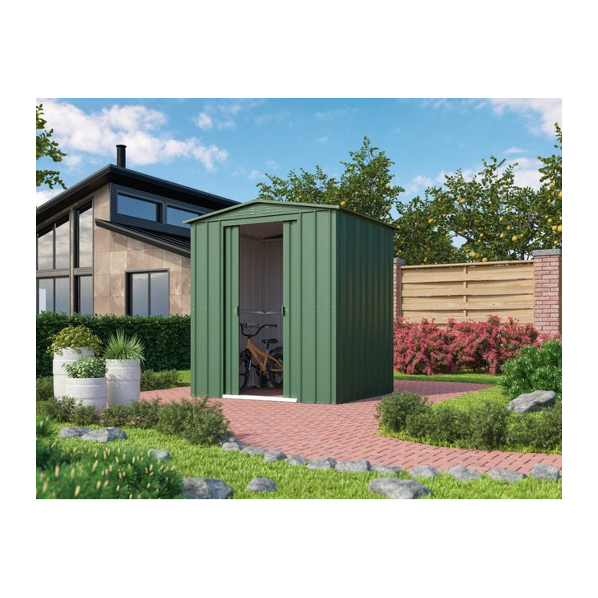 Globel Industries Gerätehaus Gartenmanager Dream 65 aus Metall in Grün ohne Schleppdach mit 2,83 m² - Bild 1