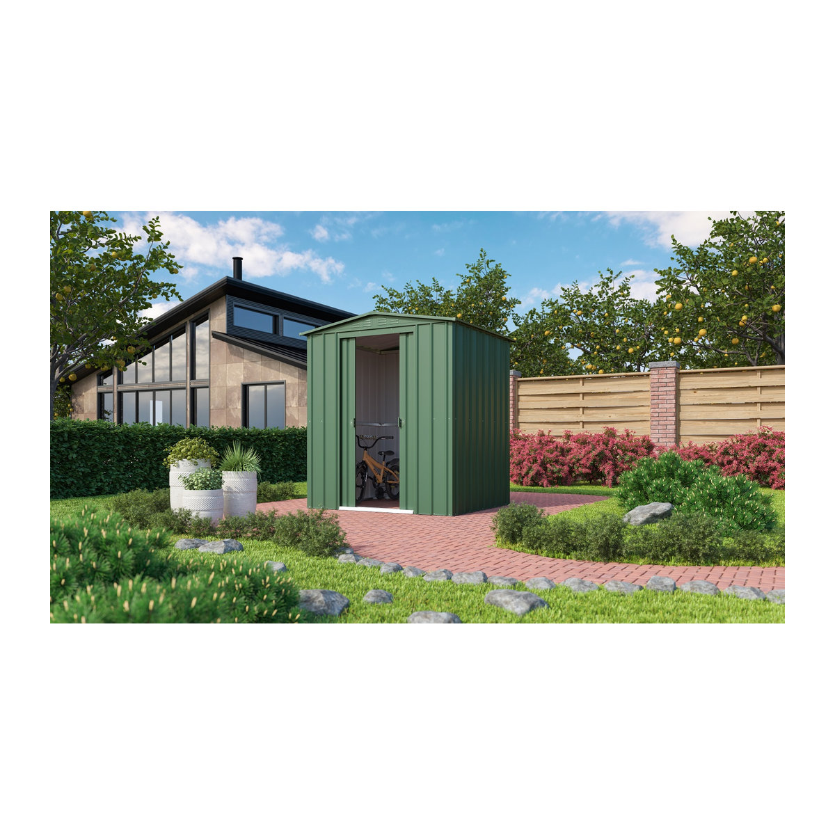 Globel Industries Gerätehaus Gartenmanager Dream 65 aus Metall in Grün ohne Schleppdach mit 2,83 m² - Bild 2