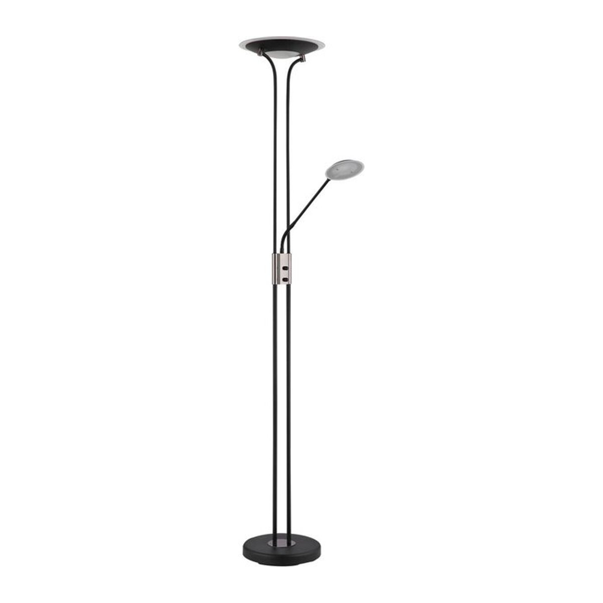 GLOBO Deckenfluter Modern in Schwarz und Chrom aus Metall und Glas mit LED in Warmweiß, Höhe: 180 cm, Durchmesser: 30 cm - Bild 1