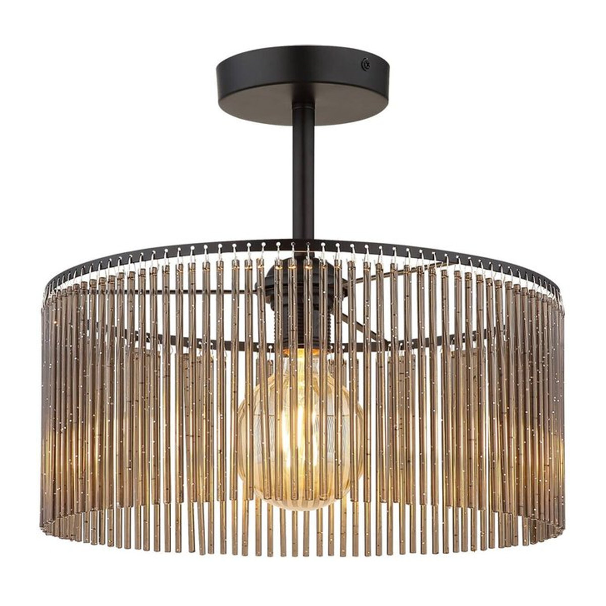 Globo Deckenlampe Leeds modern in Schwarz und Grau aus Metall und Acryl mit E27 Fassung, Durchmesser: 35 cm, Höhe: 32 cm - Bild 1
