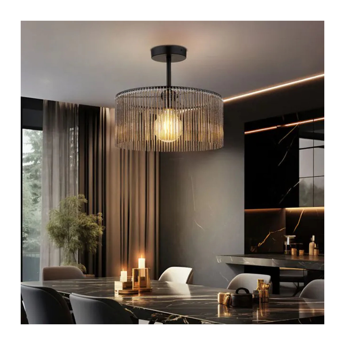 Globo Deckenlampe Leeds modern in Schwarz und Grau aus Metall und Acryl mit E27 Fassung, Durchmesser: 35 cm, Höhe: 32 cm - Bild 5